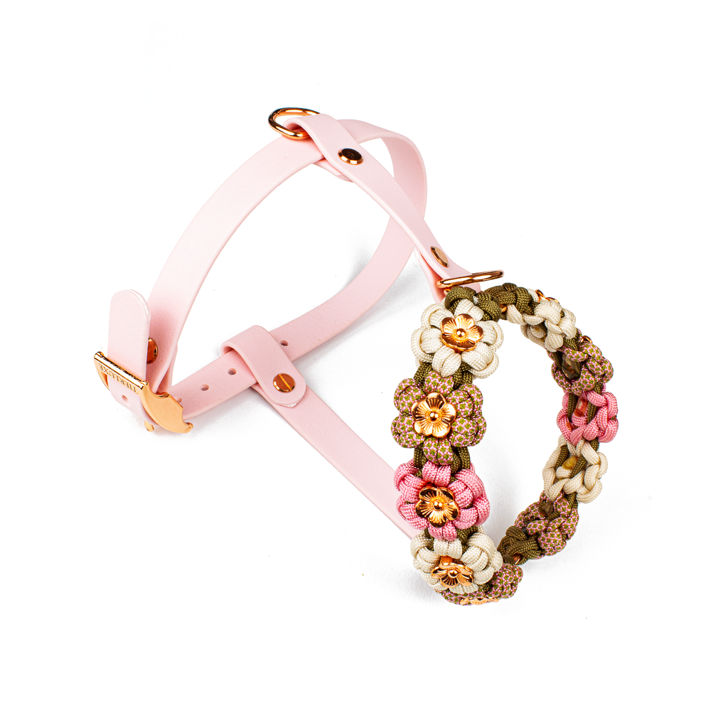 Hundegeschirr Blumen Tierluxe, Paracord, Biothane, Pink
