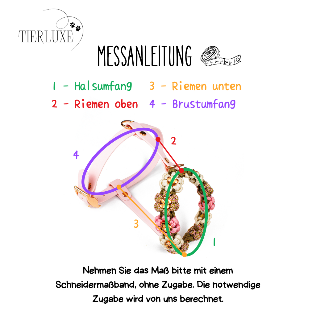 Hundegeschirr Blumen Tierluxe, Paracord, Biothane, Pink