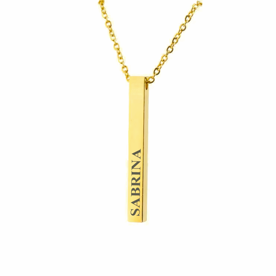 Edelstahl Barrenanhänger personalisiert , Säulenkette mit Gravur