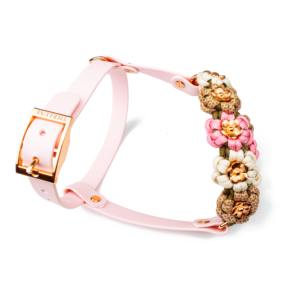 Hundegeschirr Blumen Tierluxe, Paracord, Biothane, Pink