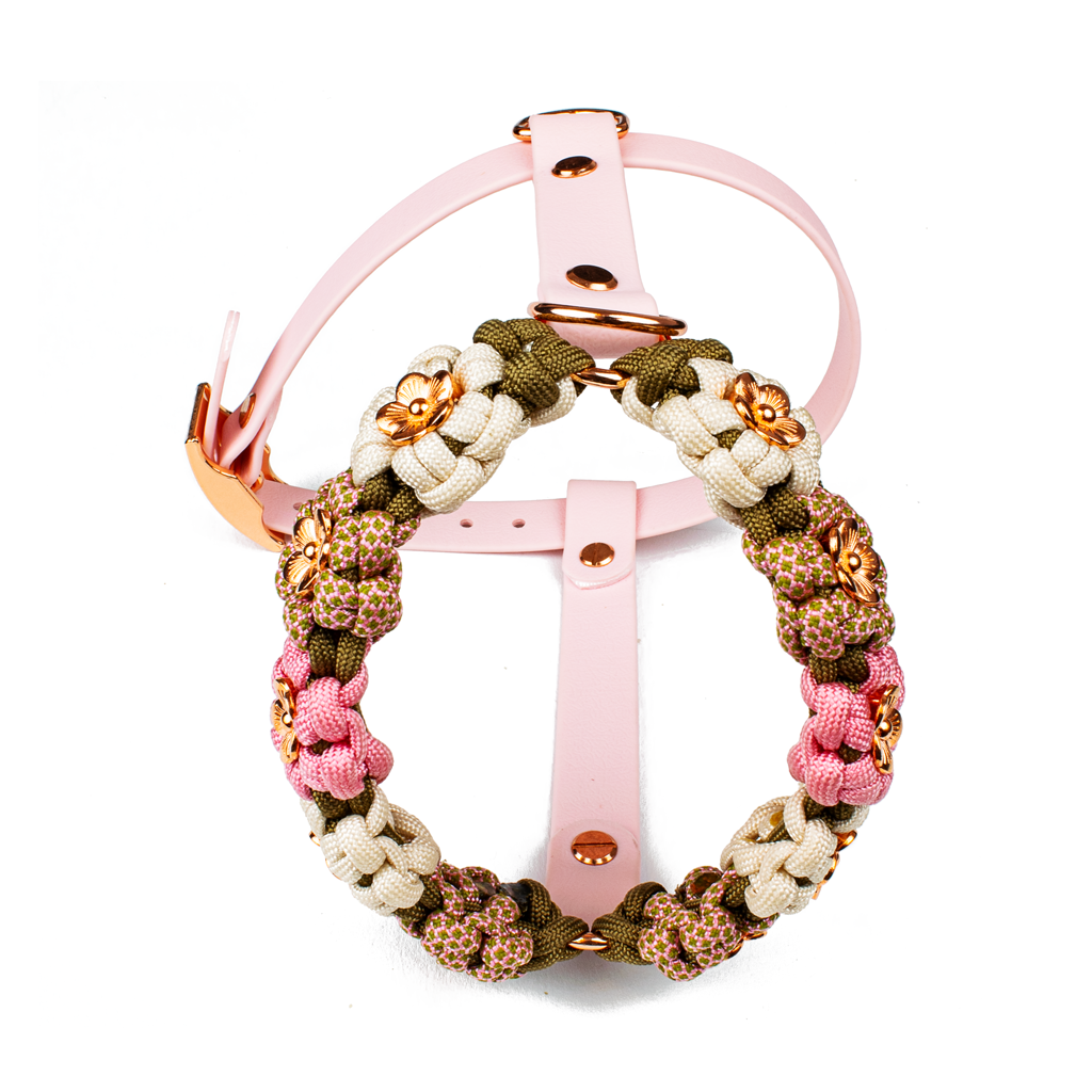 Hundegeschirr Blumen Tierluxe, Paracord, Biothane, Pink