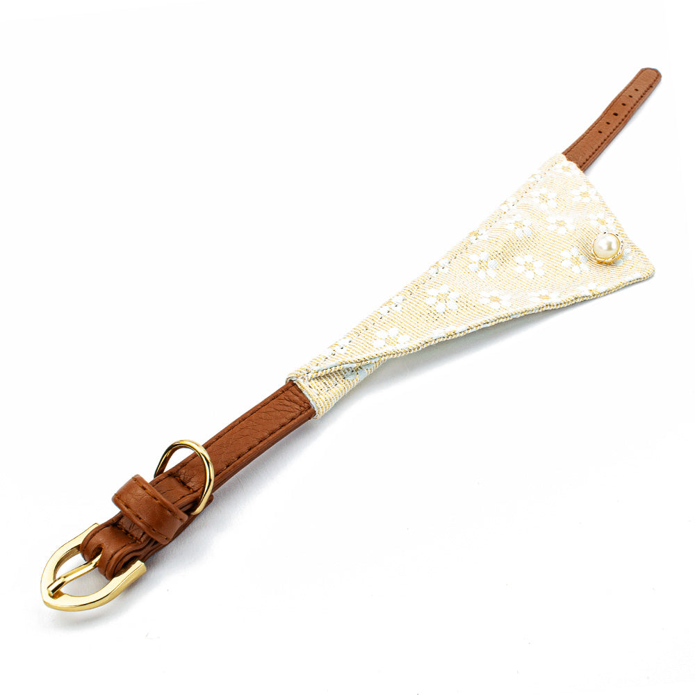 Hundehalsband Tierluxe Eleganz , PU Leder , Blumen ,  Gold