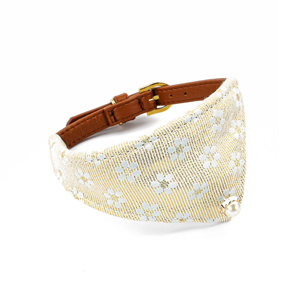 Hundehalsband Tierluxe Eleganz , PU Leder , Blumen ,  Gold