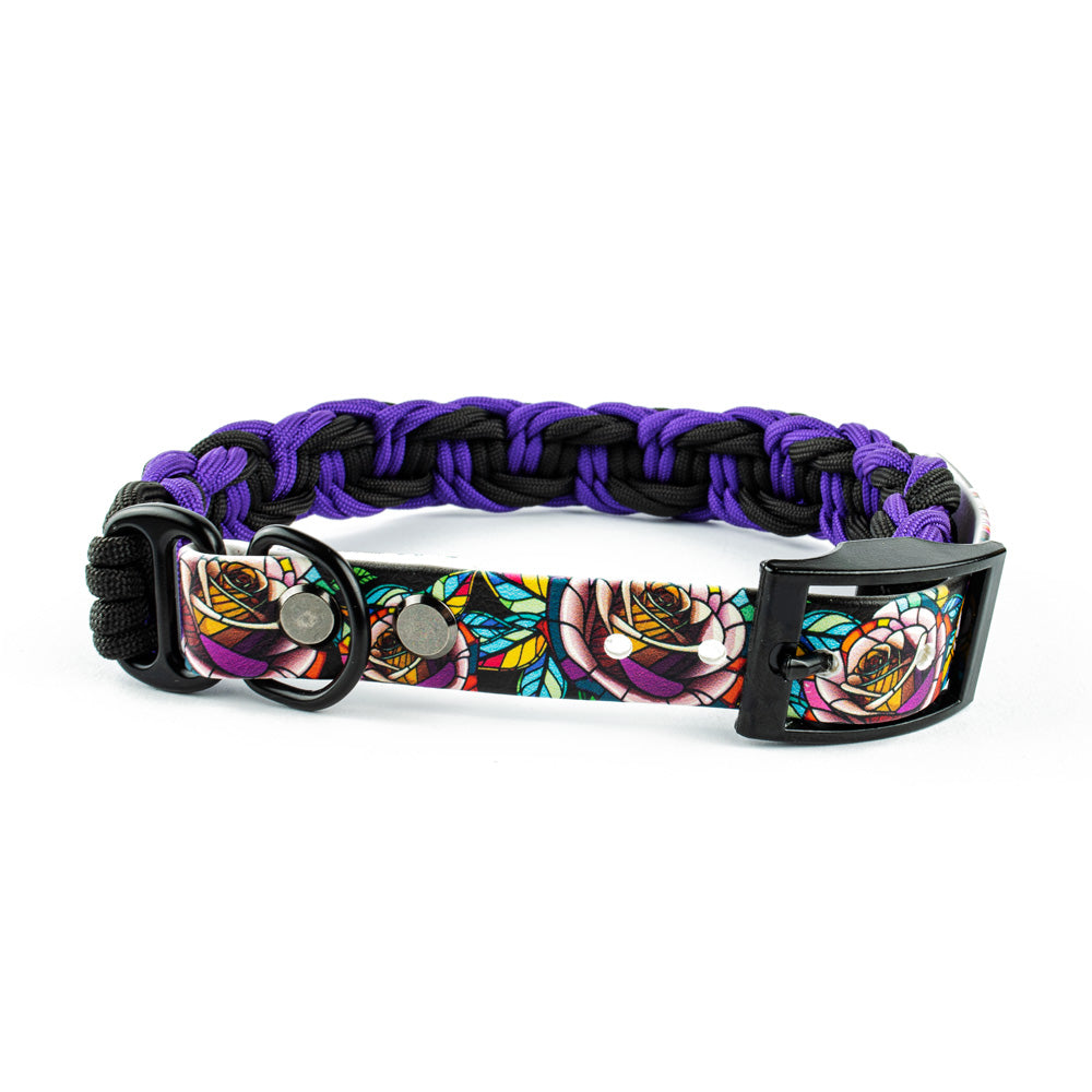 Hundehalsband Tierluxe Purple Rose Handgemacht Paracord Biothane