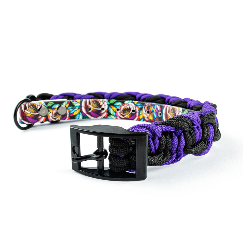 Hundehalsband Tierluxe Purple Rose Handgemacht Paracord Biothane