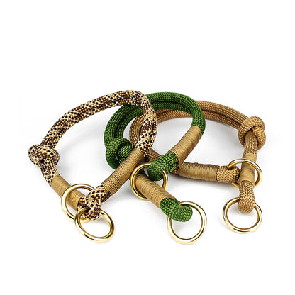 Hundehalsband Tierluxe Zugstopp Tau Seil Mocca und Gold