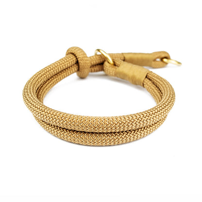 Hundehalsband Tierluxe Zugstopp Tau Seil Mocca und Gold