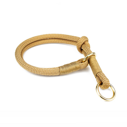 Hundehalsband Tierluxe Zugstopp Tau Seil Mocca und Gold