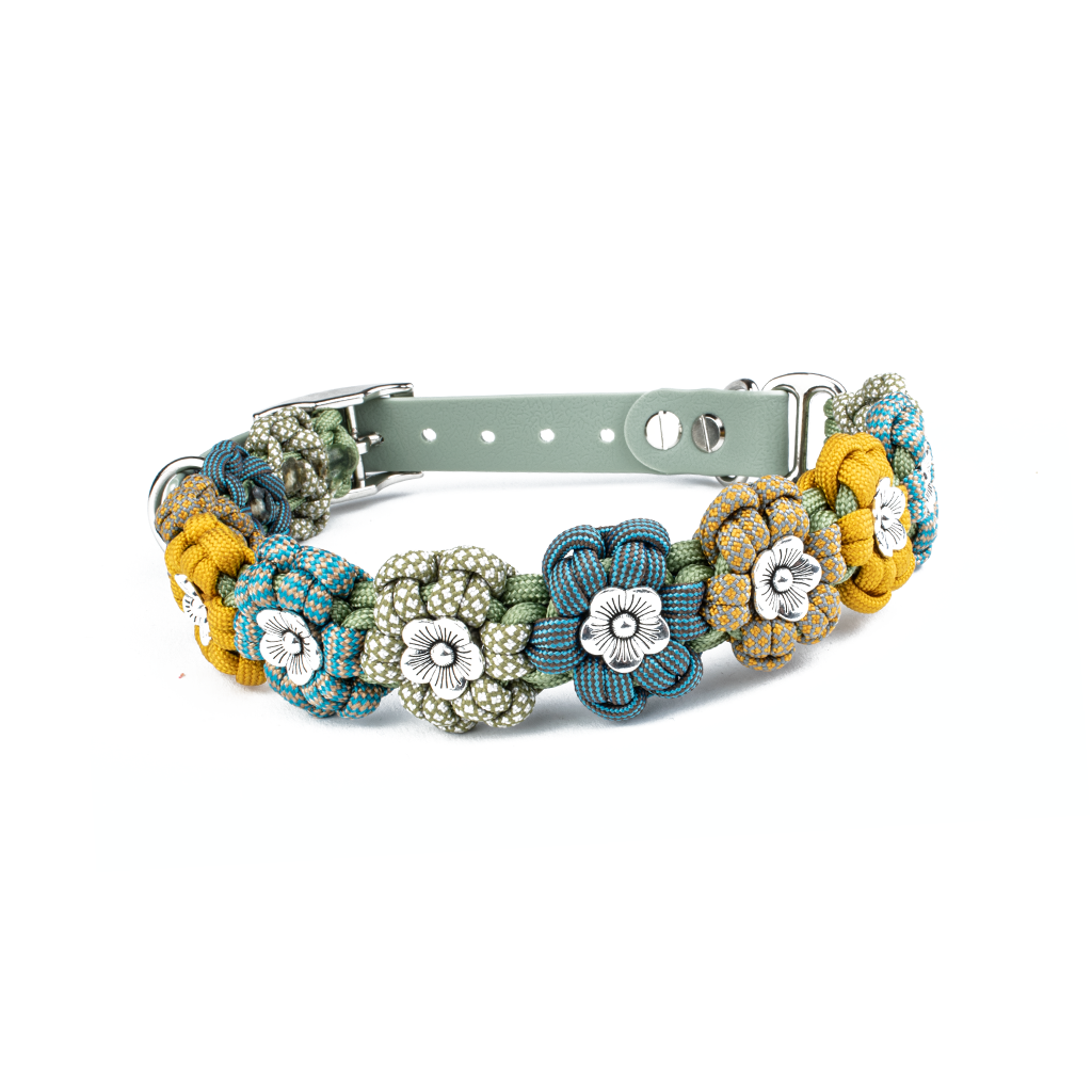 Florentina Hundehalsband Mit Blumenmuster - Größe XS, Verstellbar, Neopren Gepolstert