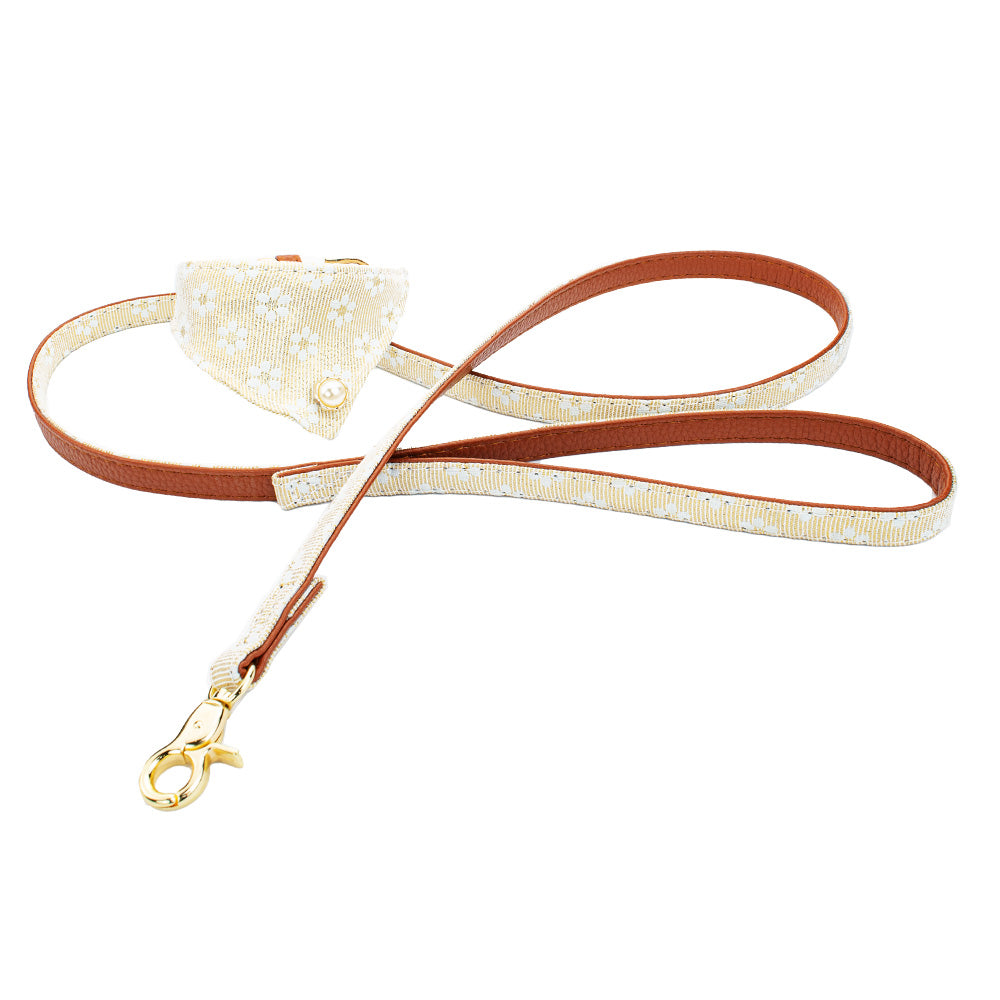 Hundehalsband Tierluxe Eleganz , PU Leder , Blumen ,  Gold