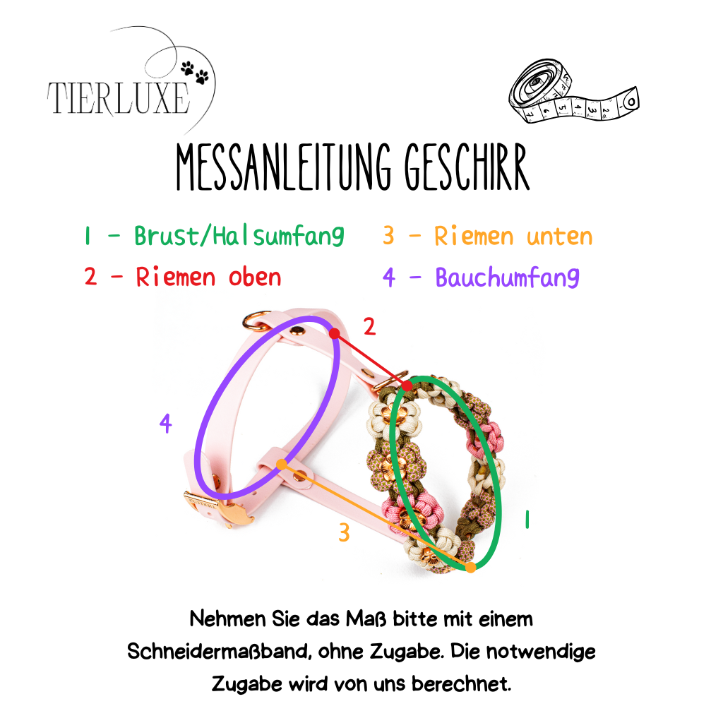 Hundegeschirr Blumen Tierluxe, Paracord, Biothane, Pink