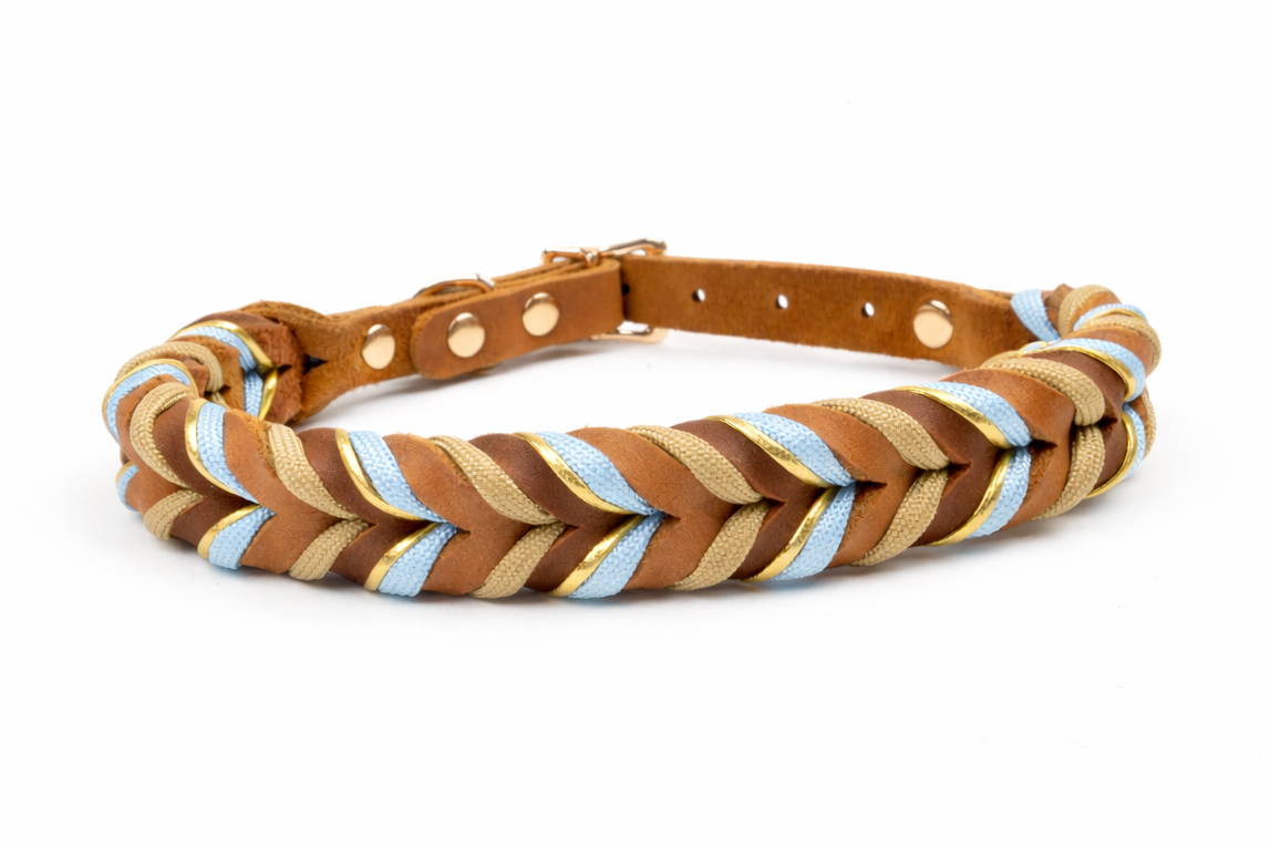 Tierluxe Geflecht Hundehalsband – Geflochtenes Lederhalsband mit Paracord