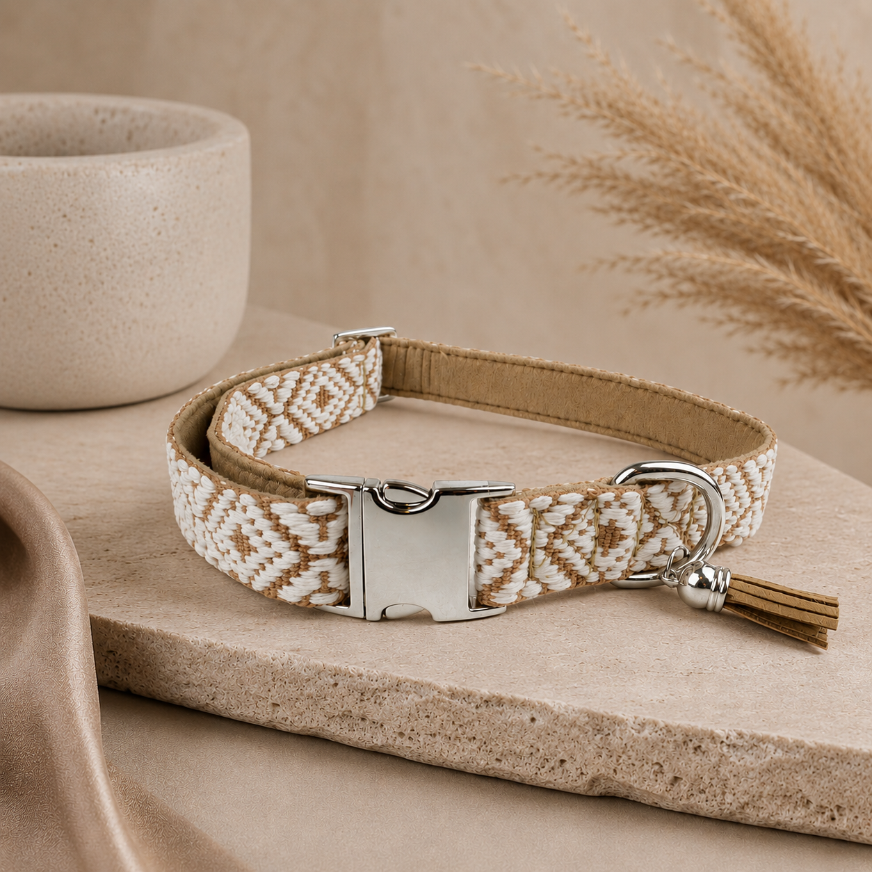 Tierluxe Cappuccino – Designer Hundehalsband mit Ethno Muster