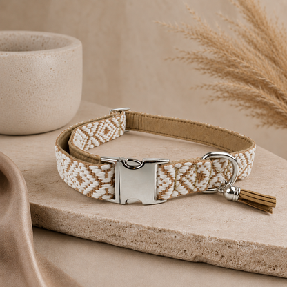 Tierluxe Cappuccino – Designer Hundehalsband mit Ethno Muster