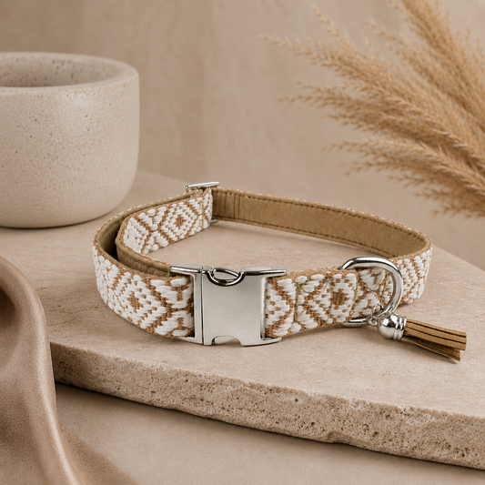 Tierluxe Cappuccino – Designer Hundehalsband mit Ethno Muster