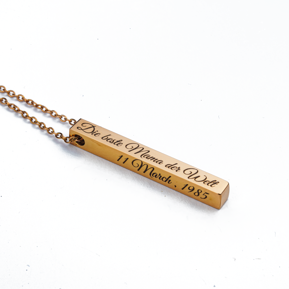 Edelstahl Barrenanhänger personalisiert , Säulenkette mit Gravur