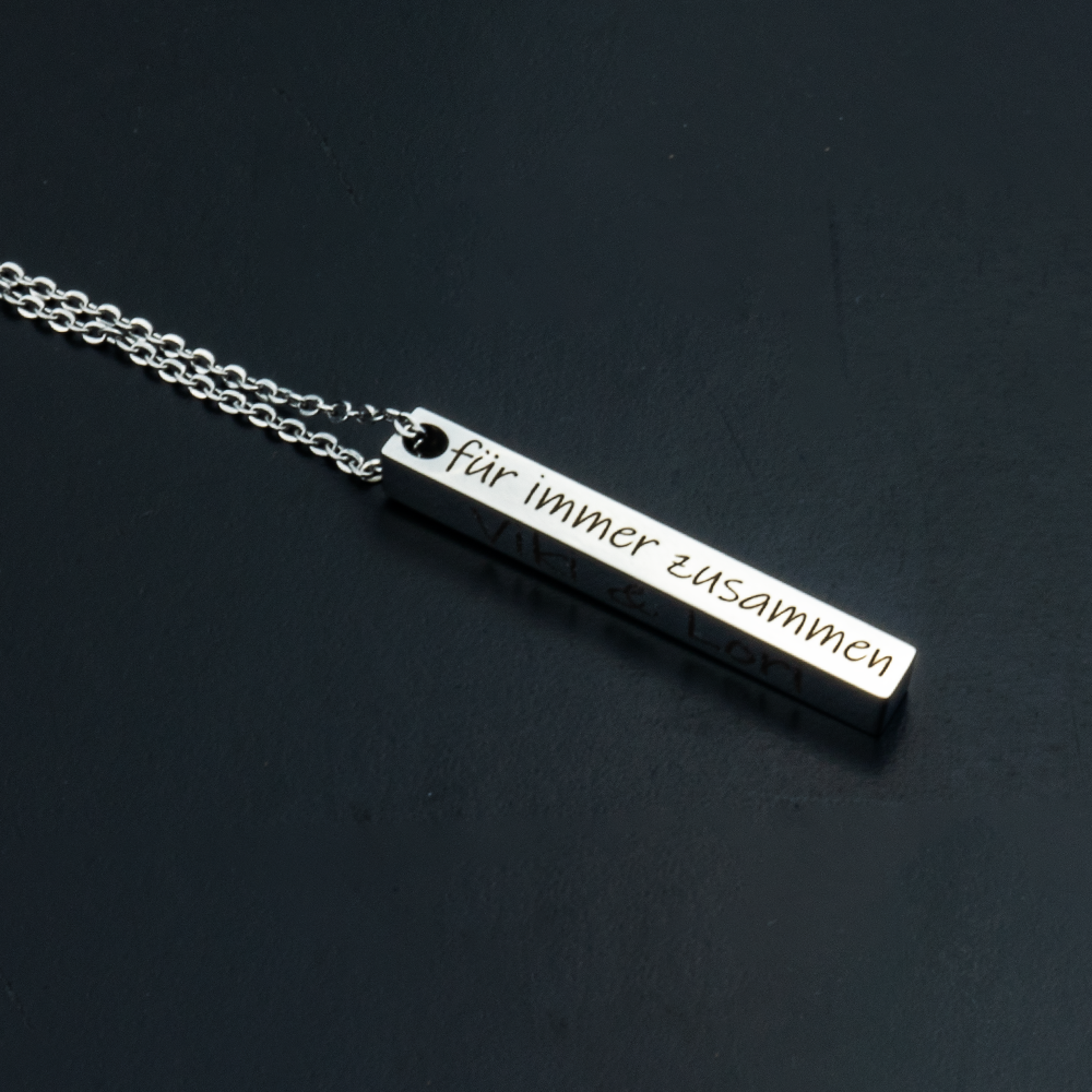 Edelstahl Barrenanhänger personalisiert , Säulenkette mit Gravur