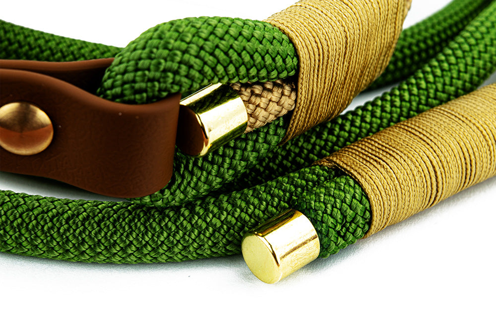 Hundehalsband Tierluxe Tau Seil Grün und Gold