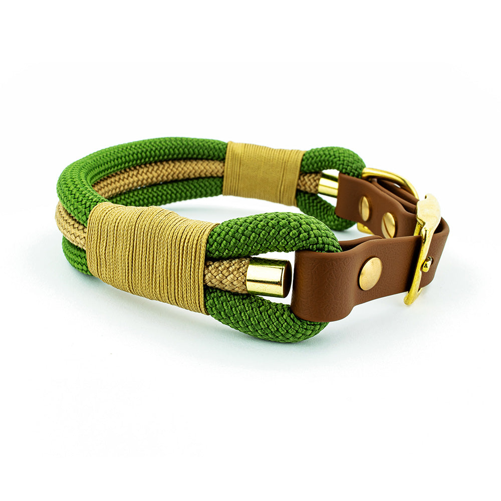 Hundehalsband Tierluxe Tau Seil Grün und Gold