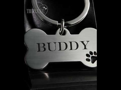 Personalisierte Hundemarke Knochen mit Gravur aus Edelstahl Gold – Name und Telefonnummer